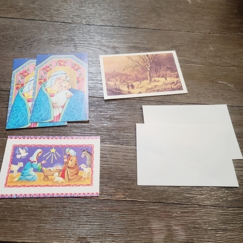 Vintage lot of 4 Religious Christmas Holiday Cards